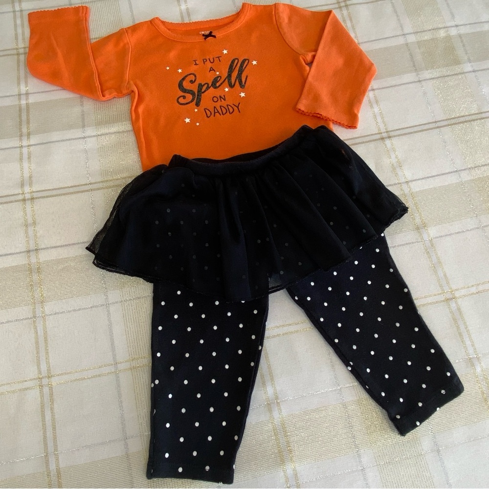 Carter’s 2-Piece Autumn Fall Halloween Cotton Bodysuit Tutu Leggings Size 18 Mo